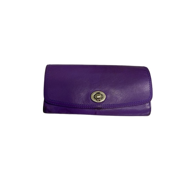 Coach Purple leather vintage folded wallet - Picture 1 of 10